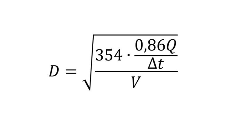 Формула расчета диаметра труб отопления
