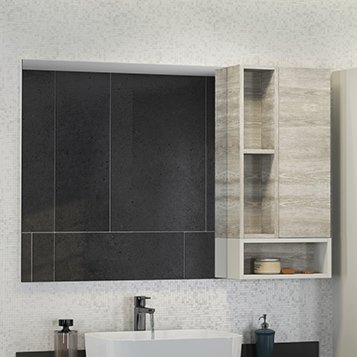 Зеркало-шкаф Comforty Прага-120 дуб белый