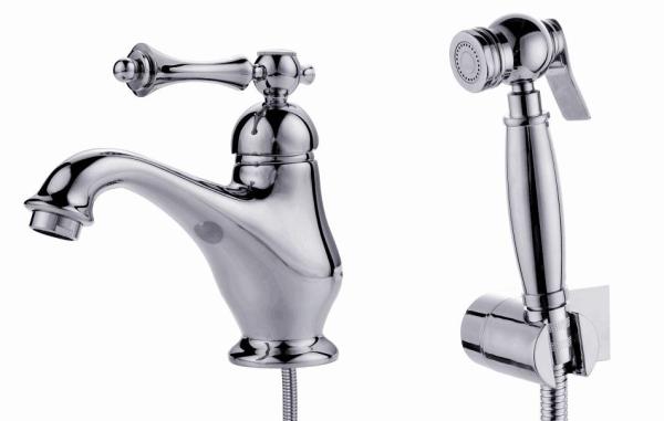 Смеситель для раковины с гигиеническим душем Ganzer GZ77051 хром