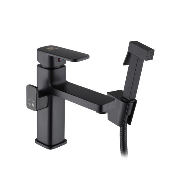 Смеситель для раковины с гигиеническим душем Ganzer GZ12053-C черный