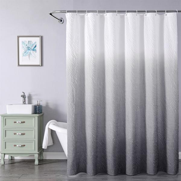 Штора для ванной комнаты (ДВУХСЛОЙНАЯ) 180*200 (бел.,серый) GANZER  (20/1шт)