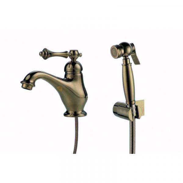 Смеситель для раковины Ganzer GZ77051D, с гигиенической лейкой, бронза