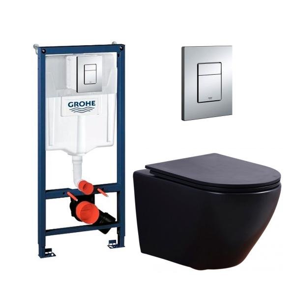 Комплект унитаз с инсталляцией кнопкой и сиденьем 3