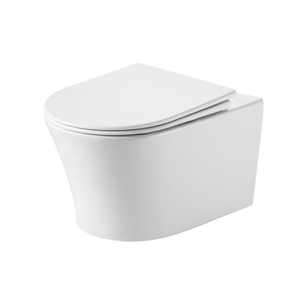 Унитаз подвесной Grossman Thin Rim GR-5604SQ (520х360х355) тонкий ободок, белый с тонкой крышкой, микролифт, смыв торнадо