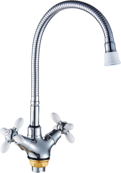 Двухвентильный смеситель для кухни Hansen H52052-F белый/хром