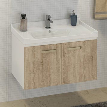 Тумба-умывальник Comforty Рига-80 дуб сонома с раковиной COMFORTY 9335-80