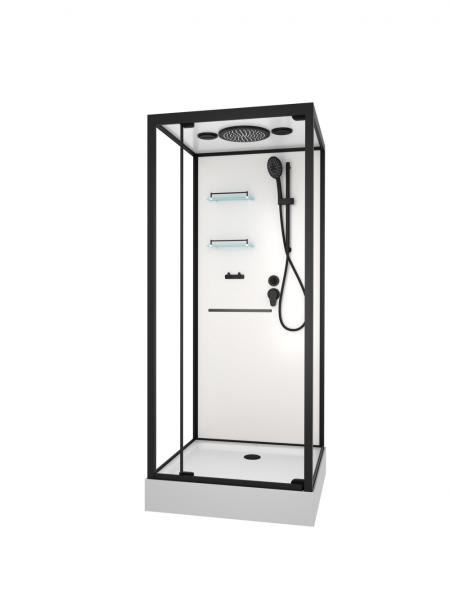 Душевая кабина Frank F401 M Black 800801, 90 х 90 см, стекло прозрачное, профиль черный матовый