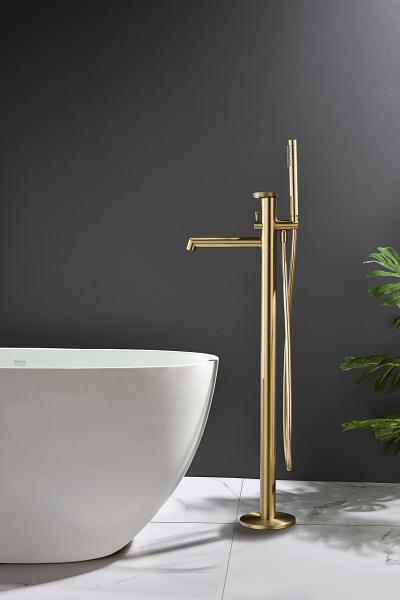 Напольный смеситель для ванны Ganzer из латуни GZ19181-S матовое золото