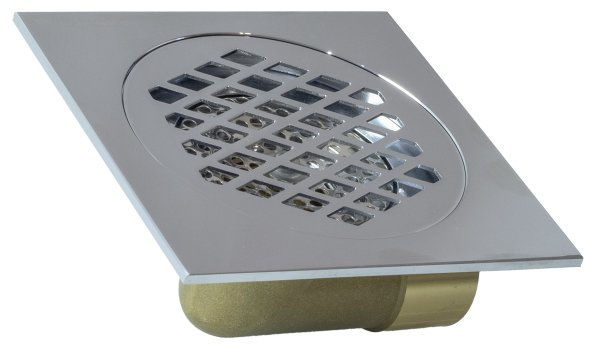 Трап угловой с обратным клапаном 150x150 мм Ganzer T004, хром