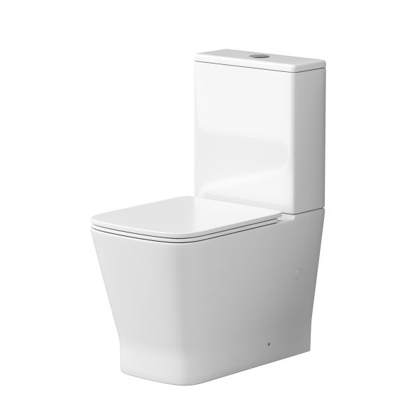 Унитаз напольный Grossman GR-4490SQ (605х365х820) безободковый, белый с тонкой крышкой, микролифт, смыв торнадо