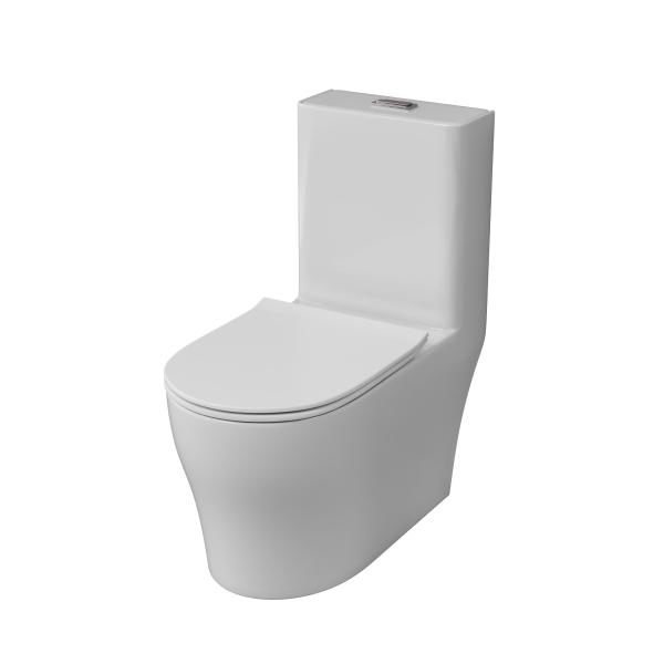 Унитаз напольный Grossman Classic GR-4488SQ (700х375х780) безободковый, белый, моноблок с тонкой крышкой, микролифт, смыв торнадо