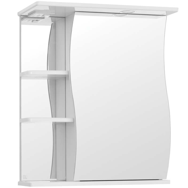 Зеркальный шкаф Style Line Эко Волна 60 С с подсветкой Белый глянец
