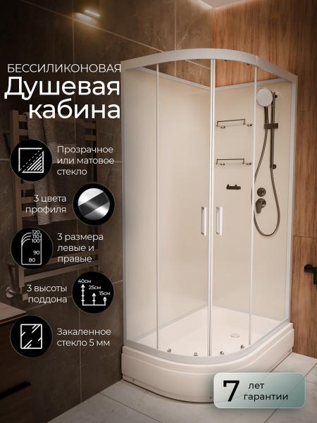 Душевая кабина Frank F412/1R White правосторонняя средний поддон б/к