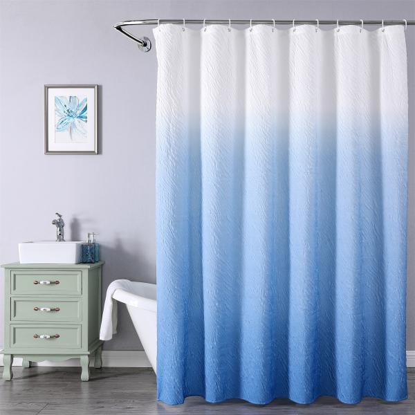 Штора для ванной комнаты (ДВУХСЛОЙНАЯ) 180*200 (бел.,синий) GANZER  (20/1шт)