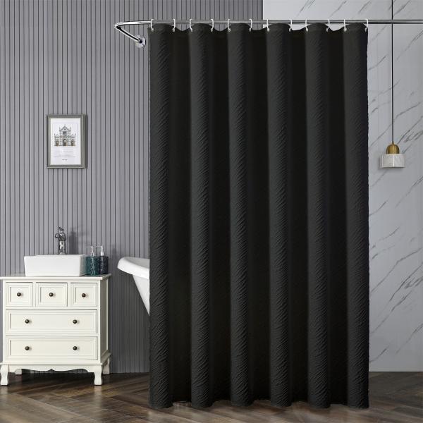 Штора для ванной комнаты (ДВУХСЛОЙНАЯ) 180*200 (черный) GANZER  (20/1шт)