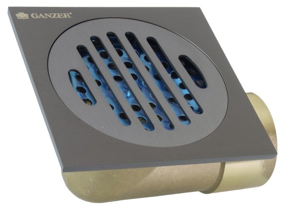 Трап угловой с обратным клапаном 100x100 мм Ganzer T002-Q, графит