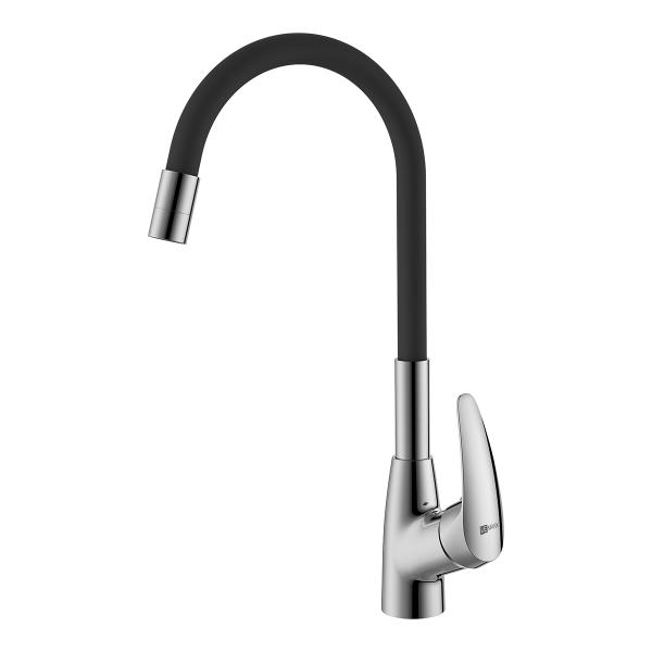 Смеситель Lemark Linara LM0415C-Black для кухни, с гибким изливом, хром/черный