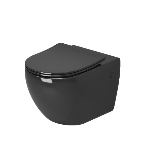 Унитаз подвесной Grossman Color GR-4411BS (560х360х350) безободковый, черный с тонкой крышкой, микролифт