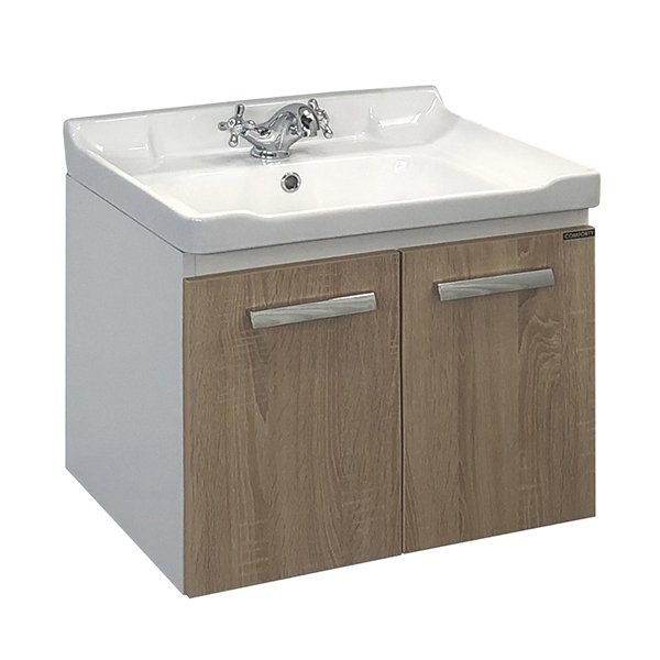 Тумба-умывальник Comforty Рига-60 дуб сонома с раковиной COMFORTY 9335-60