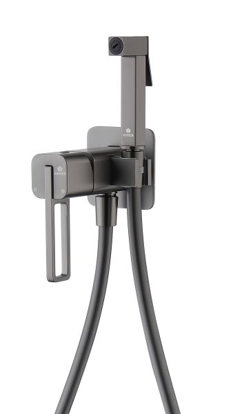 Встраиваемый смеситель с гигиеническим душем Ganzer GZ12157-Q графит