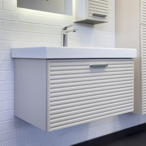 Тумба-умывальник Comforty Касабланка-80 серый шёлк с раковиной Moduo 80