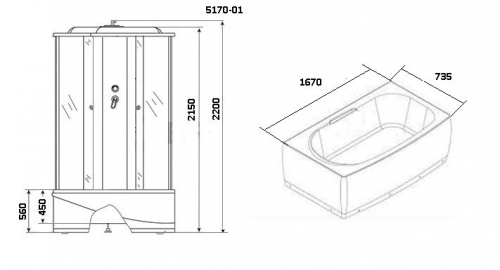 Душевая кабина Niagara Premium NG-5170-01, стекло тонированное