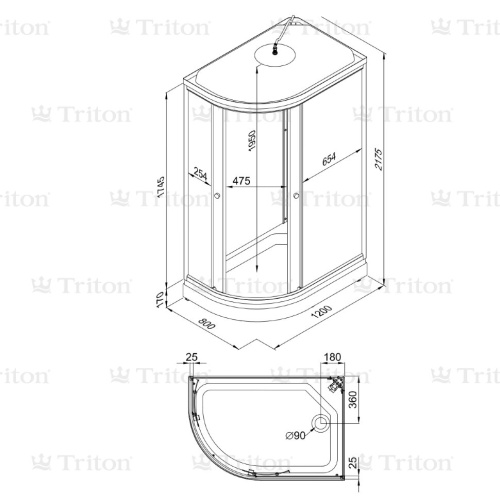 Душевая кабина Triton Коралл 120*80 А Правая