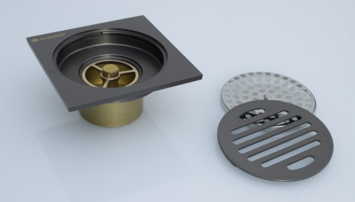 Трап прямой с обратным клапаном 100x100 мм Ganzer T001-Q, графит