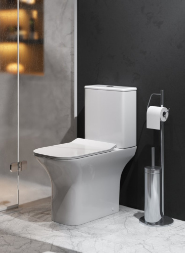 Унитаз напольный Grossman Classic GR-4464SQ (640х350х800) безободковый, белый с тонкой крышкой, микролифт, смыв торнадо