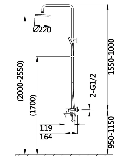 Душевая система Hansen HL33037 хром
