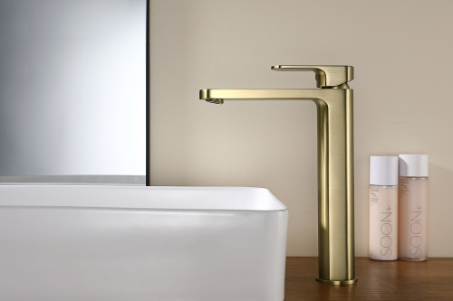 Высокий латунный смеситель Ganzer GZ06112-S, матовое золото.