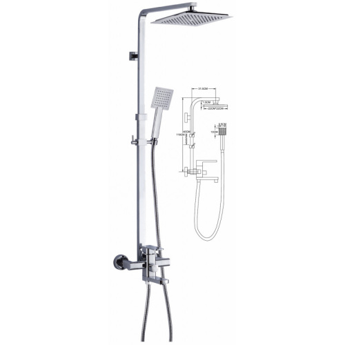 Душевая система с тропическим душем Hansen H33001 хром