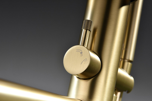 Напольный смеситель для ванны Ganzer из латуни GZ19181-S матовое золото