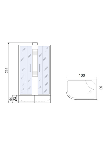 Душевая кабина River NARA Б/К XL 100/80/44 MT R