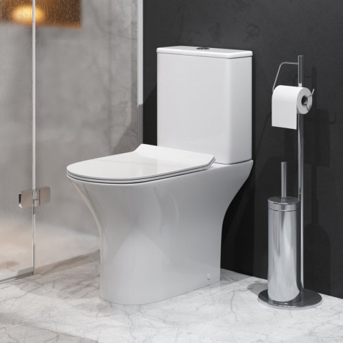 Унитаз напольный Grossman Classic GR-4465SQ-K26 (650х355х790) безободковый, белый с тонкой крышкой, микролифт, смыв торнадо