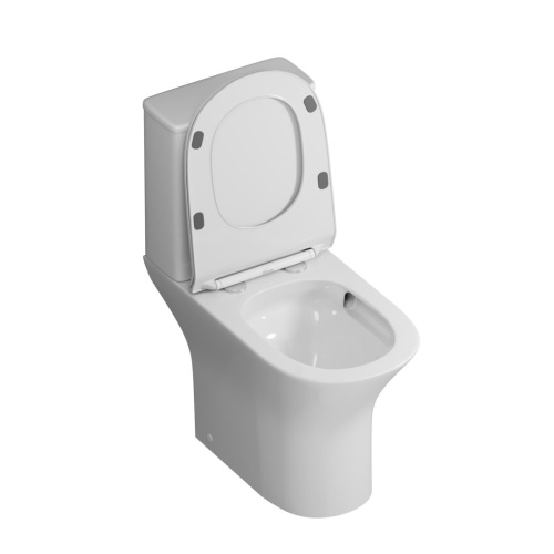 Унитаз напольный Grossman Classic GR-4465SQ-K26 (650х355х790) безободковый, белый с тонкой крышкой, микролифт, смыв торнадо