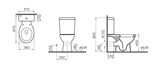 Унитаз-компакт Vitra Norm Nord 9845B099-7201 крышка микролифт