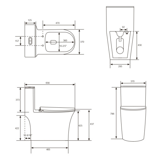 Унитаз напольный Grossman Thin Rim GR-5607SQ (656х370х796) тонкий ободок, белый, моноблок с тонкой крышкой, микролифт, смыв торнадо
