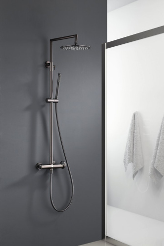 Душевая система с тропическим душем без излива Ganzer GZ19160-Q, графит