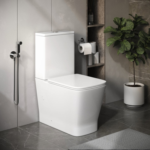 Унитаз напольный Grossman GR-4490SQ (605х365х820) безободковый, белый с тонкой крышкой, микролифт, смыв торнадо