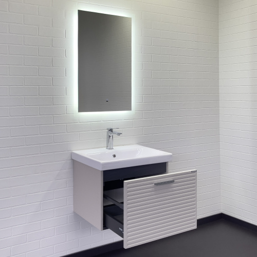 Тумба-умывальник Comforty Касабланка-60 серый шёлк с раковиной Moduo 60