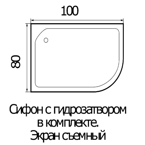 Акриловый поддон для душа Wemor 100x80x24 L 10000002316 Белый