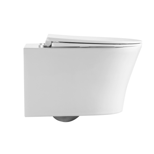 Унитаз подвесной Grossman Thin Rim GR-5604SQ (520х360х355) тонкий ободок, белый с тонкой крышкой, микролифт, смыв торнадо
