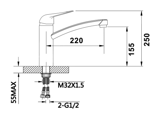 Смеситель для кухни однорычажный Ganzer GZ16033-C, черный