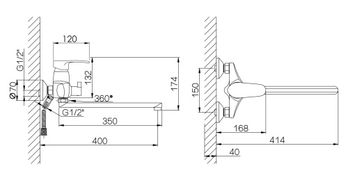 Смеситель для ванны и душа Hansen H22024