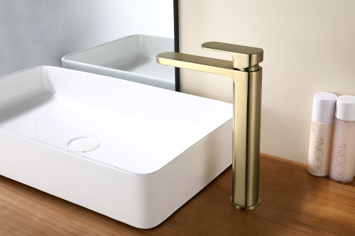 Высокий латунный смеситель Ganzer GZ06112-S, матовое золото.