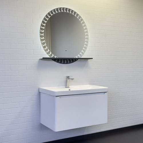 Зеркало для ванной комнаты Comforty Арзамас 80 LED-подсветка, бесконтактный сенсор, полка-графит