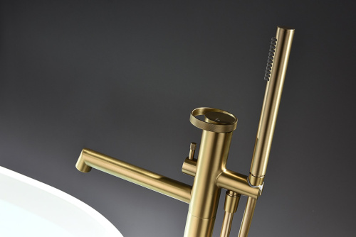 Напольный смеситель для ванны Ganzer из латуни GZ19181-S матовое золото