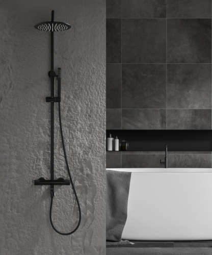 Душевая система Ganzer, с термостатом, черный