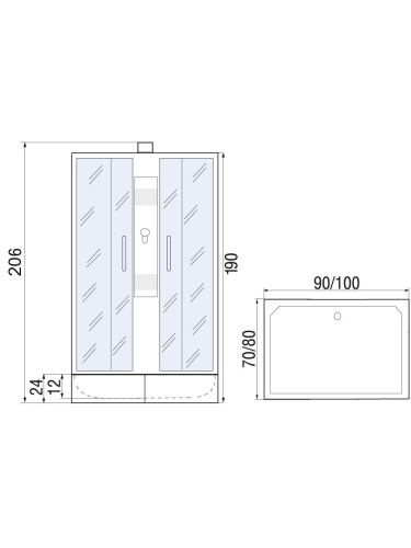 Душевая кабина River QUADRO Б/К 100/80/24 MT